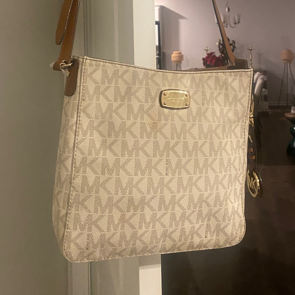 Michael Kors Beige and Brown Crossbody Bag
